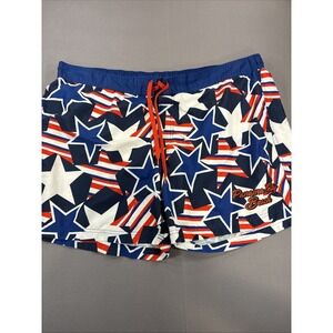American Crown Swim Trunks 3XL Patriotic Stars Red White Blue Mesh Lining Cut